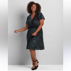 Lane Bryant Dark Green Lace Midi Dress